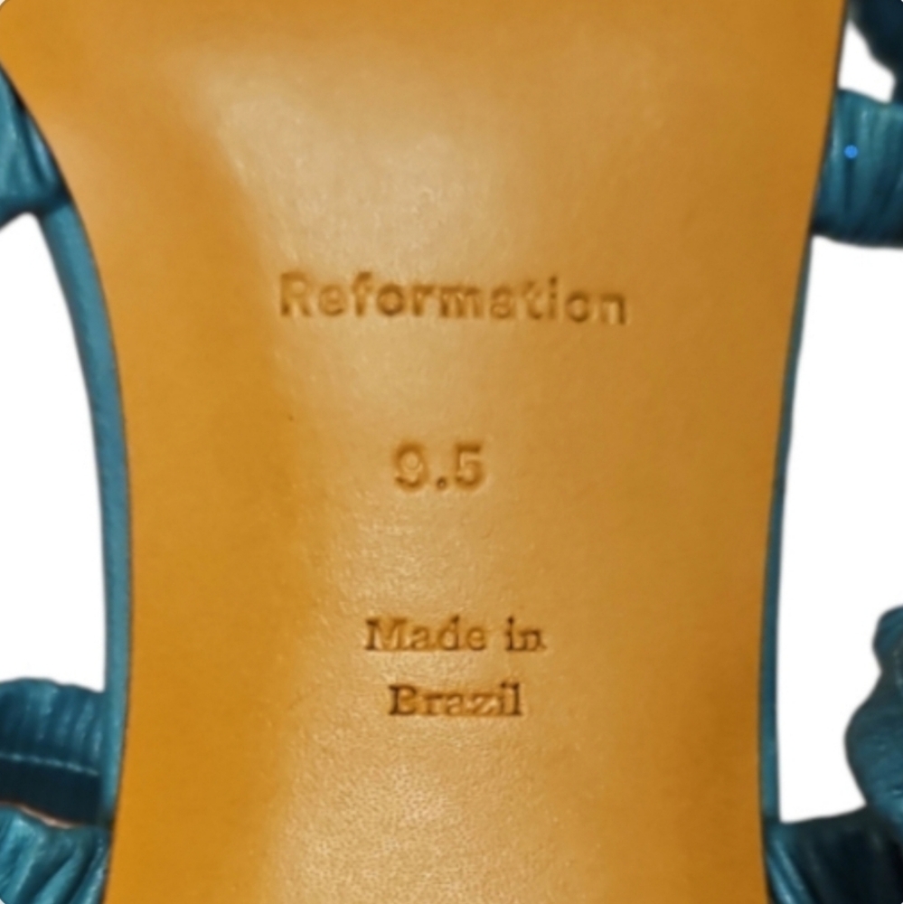 REFORMATION | Assunta Teal Green Strappy Slide Sandals 9.5 - Picture 8 of 9